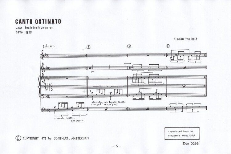Simeon ten Holt: Canto Ostinato
