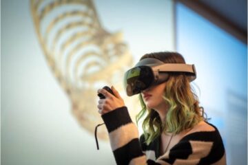 Student using a virtual reality headset