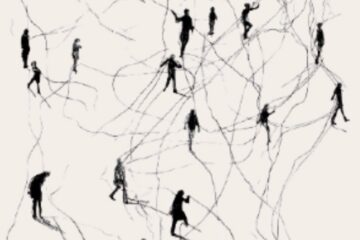 Shadows of people linked by shadowy lines